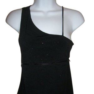 --- Black Shiny  Asymmetrical Top Fits Small